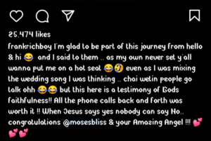 Frank Edward reacts to Moses Bliss engagement